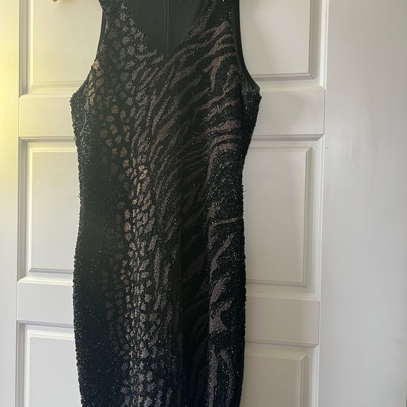 AllSaints Shia hand embellished, mixed metal and animal print mini dress size 10 - Picture 7 of 14